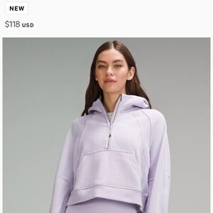 Lululemon Scuba crop 3/4 zip in Lilac Ether